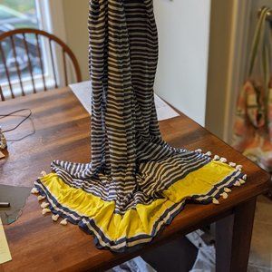 Westwood Tassel Scarf - Navy & White/Electric Yellow